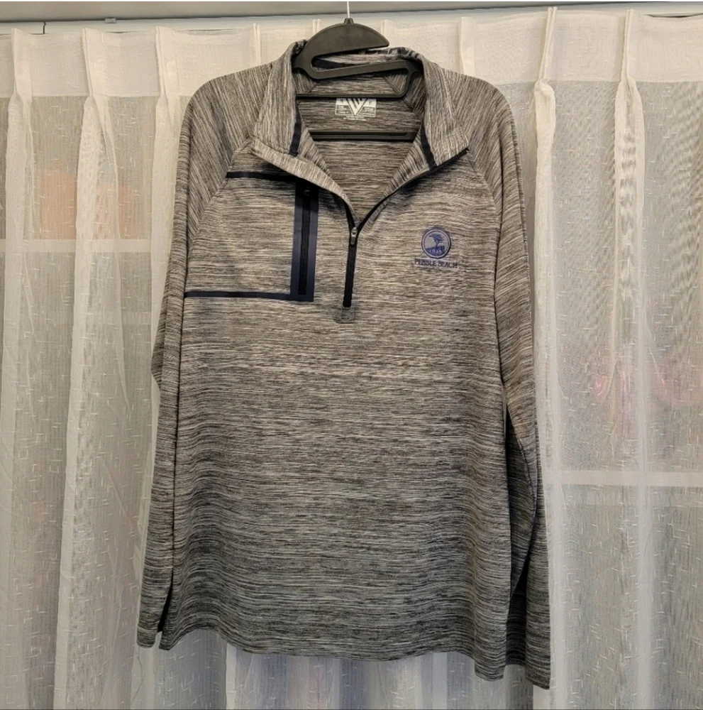 Levelwear Pebble Beach Quarter Zip Long Sleeve Shirt Gray Size Medium NWOT